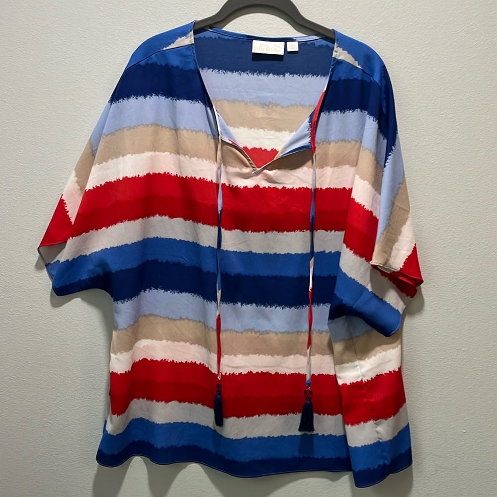 belle by Kim Gravel Size Large multi striped blouse